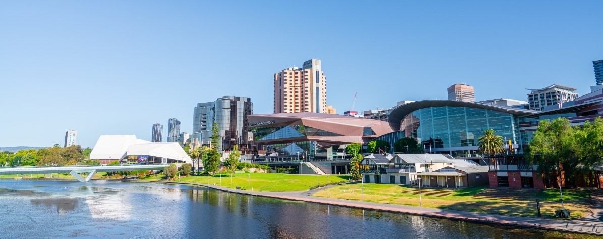 Adelaide based website designer - clickable web co. The image features the river torrens with the Adelaide skyline in the background
