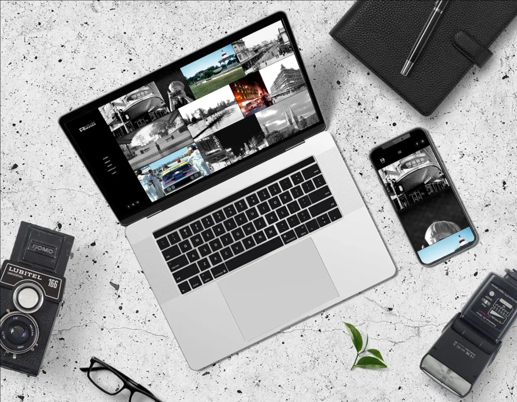 Laptop and mobile mockup showing the Adelaide Images photography website for an independent Rundle Mall photographer in Adelaide