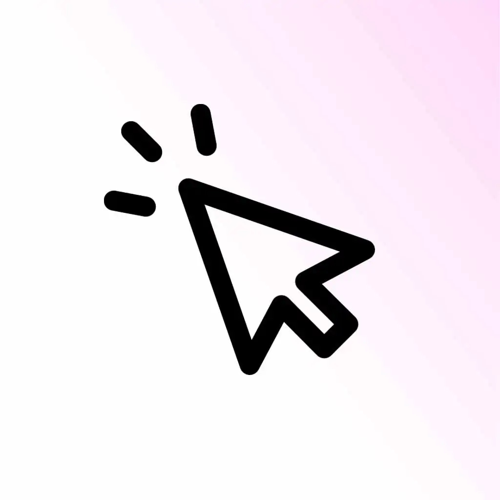 Cursor click icon representing website interaction and user engagement.