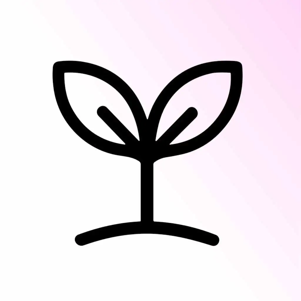 Plant sprouting icon symbolising growth, development and fresh beginnings.
